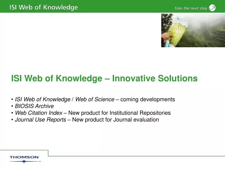 isi web of knowledge innovative solutions
