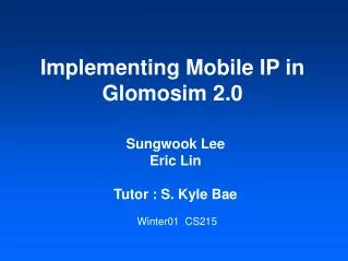 Implementing Mobile IP in Glomosim 2.0