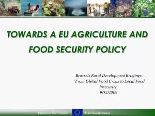 TOWARDS A EU AGRICULTURE AND FOOD SECURITY POLICY