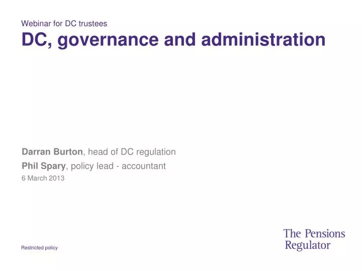 webinar for dc trustees dc governance and administration