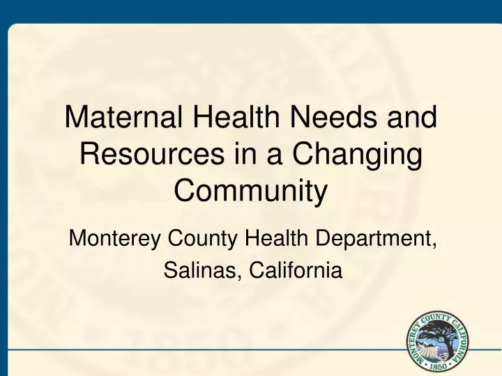 maternal health needs and resources in a changing community