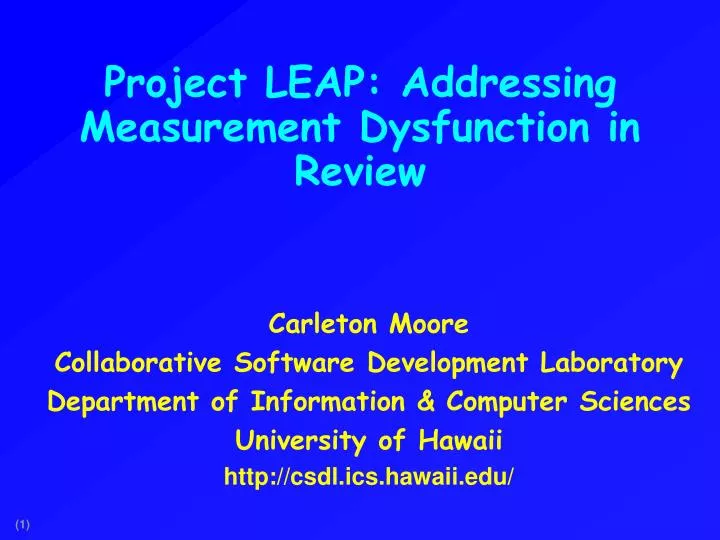 project leap addressing measurement dysfunction in review