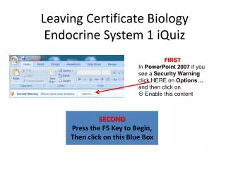 Leaving Certificate Biology Endocrine System 1 iQuiz
