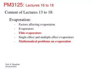 PM3125: Lectures 16 to 18