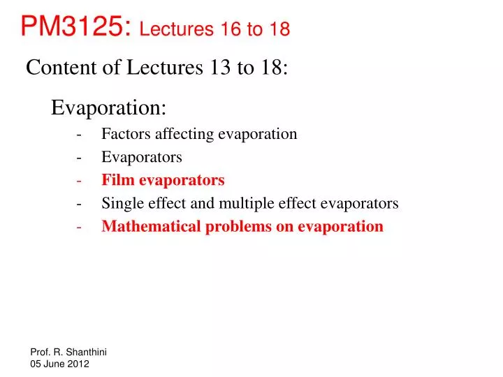 pm3125 lectures 16 to 18