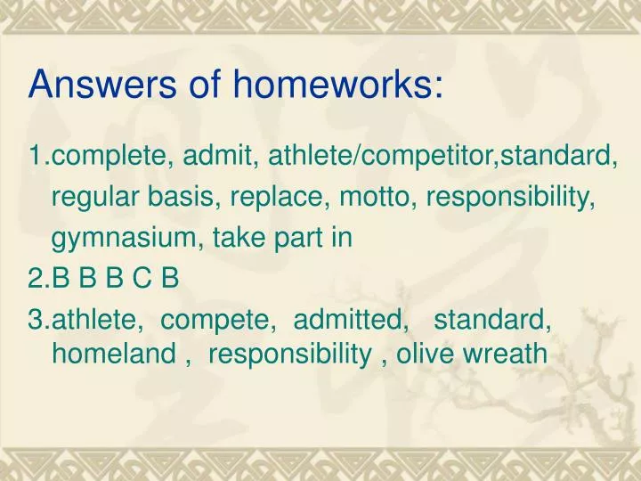 answers of homeworks
