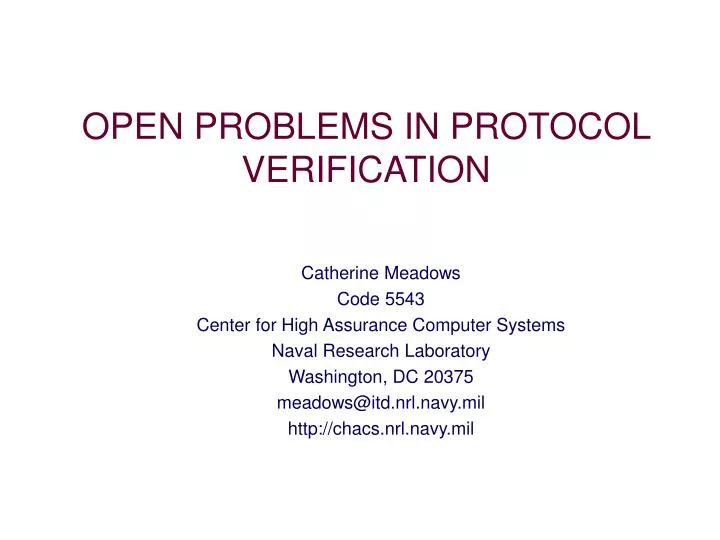 open problems in protocol verification