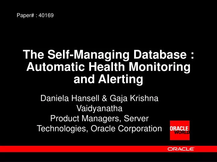the self managing database automatic health monitoring and alerting