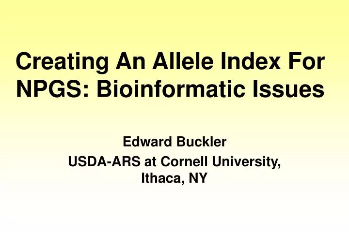 creating an allele index for npgs bioinformatic issues