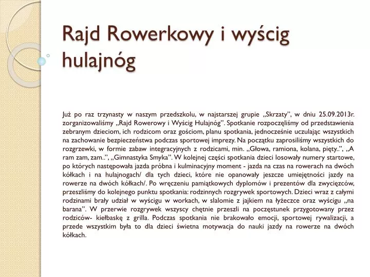 rajd rowerkowy i wy cig hulajn g