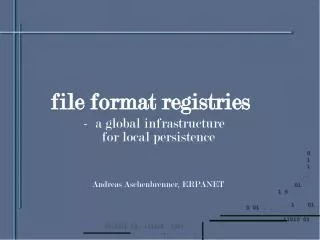 file format registries - a global infrastructure for local persistence