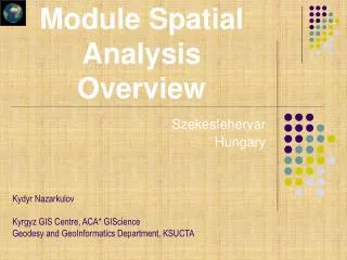 Module Spatial Analysis Overview