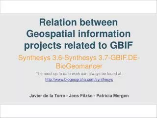Relation between Geospatial information projects related to GBIF