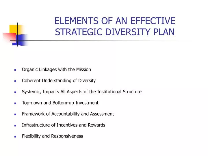 elements of an effective strategic diversity plan