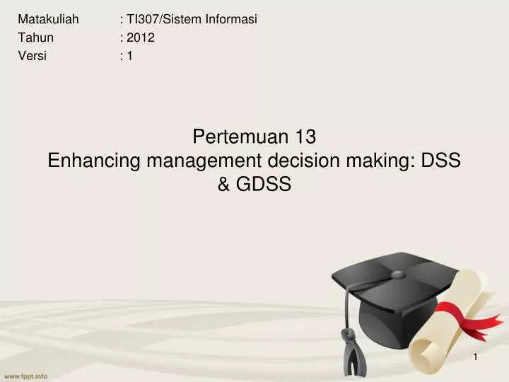 pertemuan 13 enhancing management decision making dss gdss