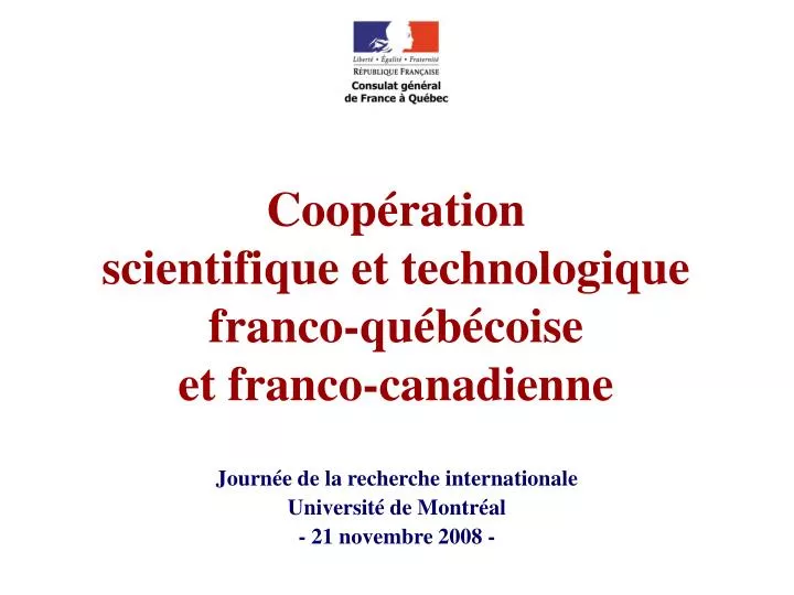 coop ration scientifique et technologique franco qu b coise et franco canadienne
