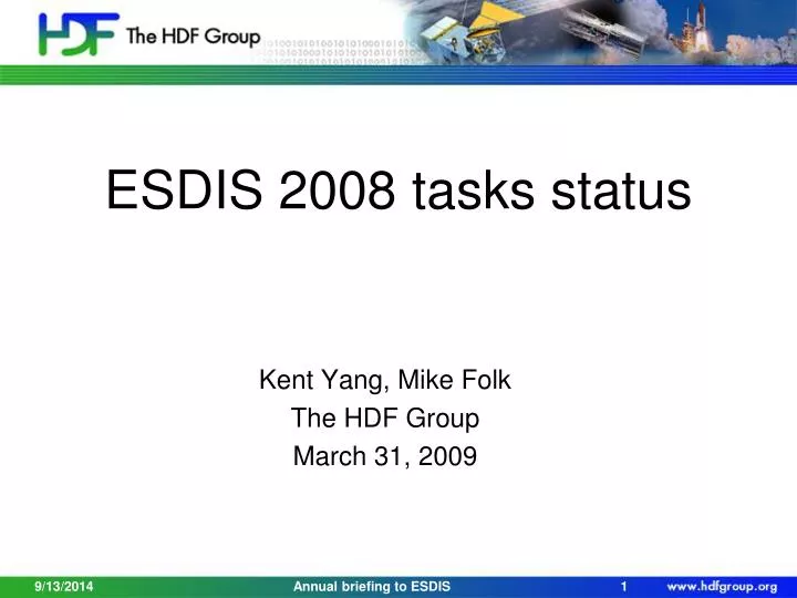 esdis 2008 tasks status