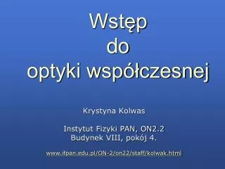 wst p do optyki wsp czesnej