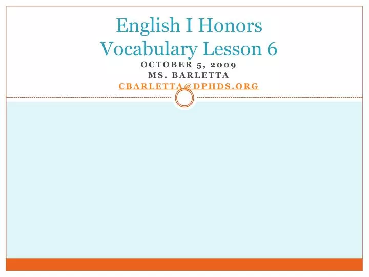 english i honors vocabulary lesson 6