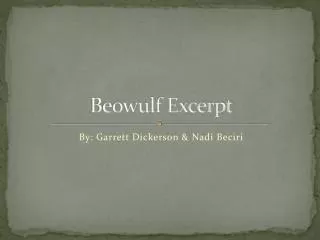 Beowulf Excerpt