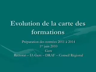 evolution de la carte des formations