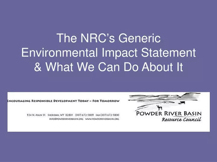 the nrc s generic environmental impact statement what we can do about it