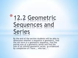 12.2 Geometric Sequences and Series