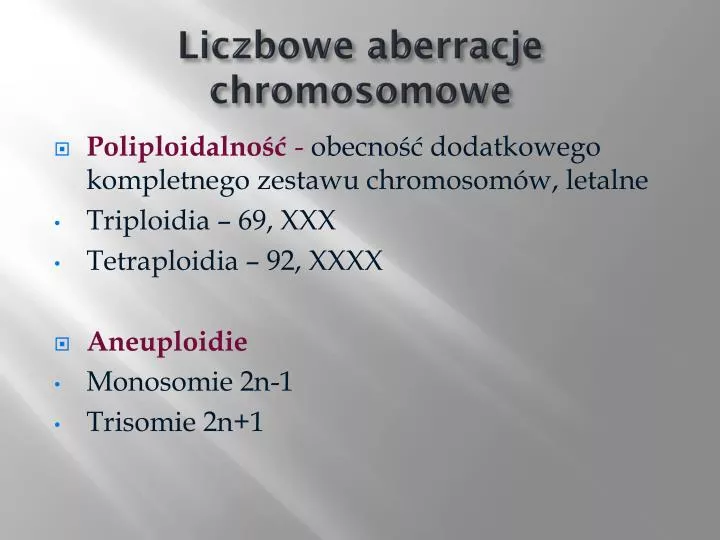 liczbowe aberracje chromosomowe