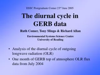 The diurnal cycle in GERB data
