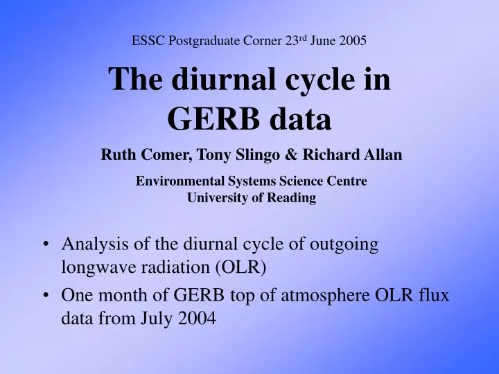 the diurnal cycle in gerb data