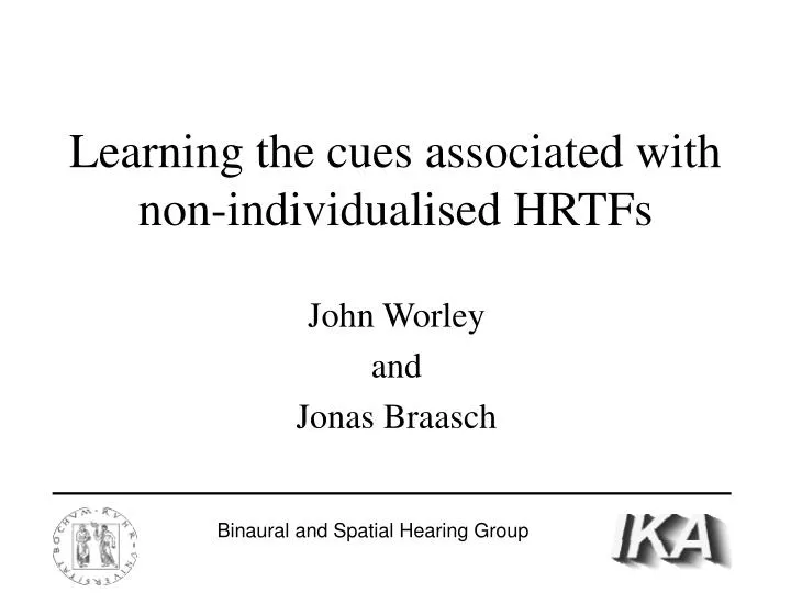 learning the cues associated with non individualised hrtfs