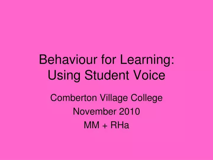 behaviour for learning using student voice