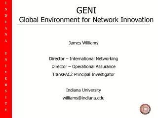 GENI Global Environment for Network Innovation