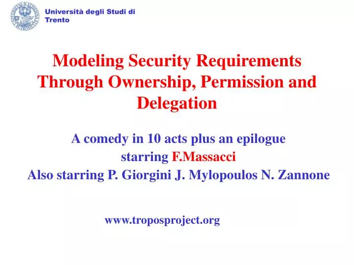 modeling security requirements through ownership permission and delegation