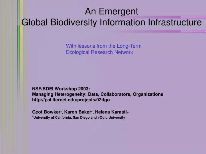 an emergent global biodiversity information infrastructure