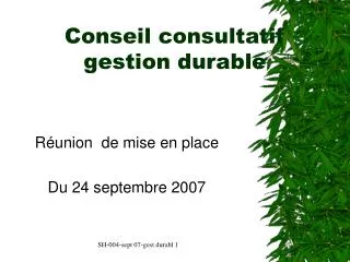 conseil consultatif gestion durable