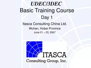 UDEC/3DEC Basic Training Course Day 1