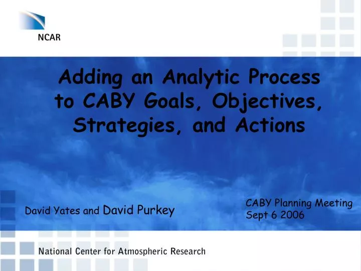 adding an analytic process to caby goals objectives strategies and actions