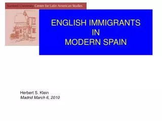 ENGLISH IMMIGRANTS IN MODERN SPAIN