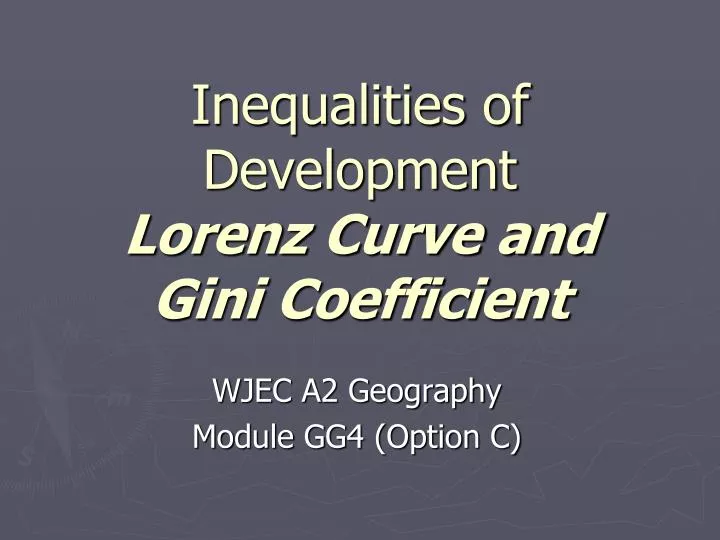 inequalities of development lorenz curve and gini coefficient