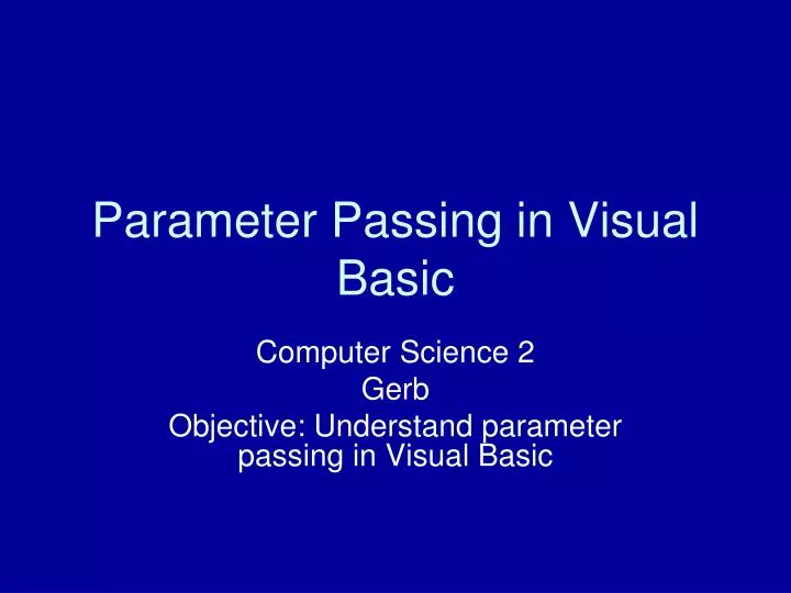 parameter passing in visual basic