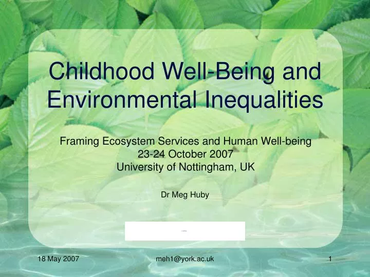 childhood well being and environmental inequalities