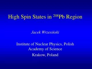 High Spin States in 208 Pb Region