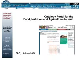 Ontology Portal for the Food, Nutrition and Agriculture Journal