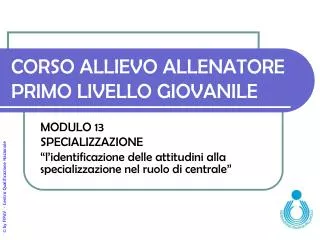 corso allievo allenatore primo livello giovanile