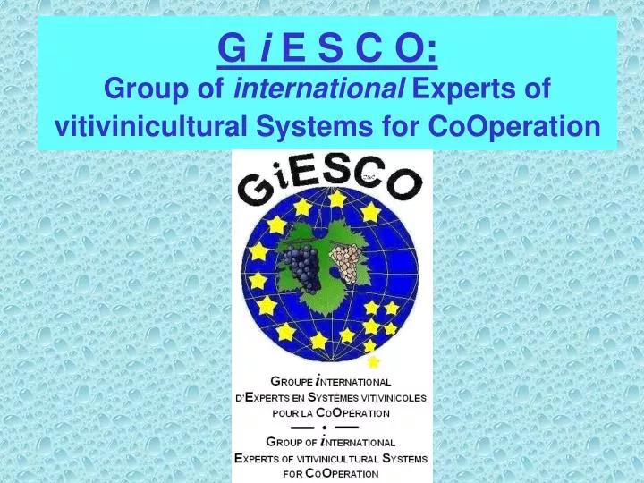 g i e s c o group of international experts of vitivinicultural systems for cooperation