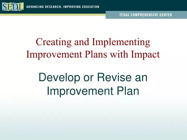 develop or revise an improvement plan