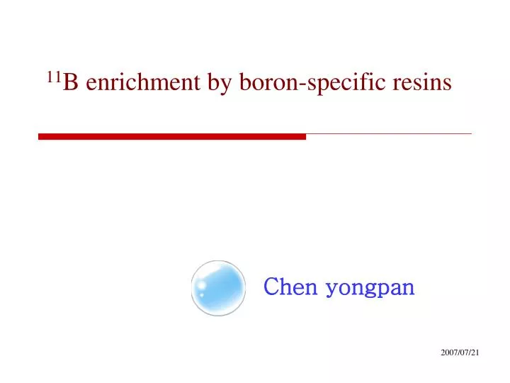 11 b enrichment by boron specific resins