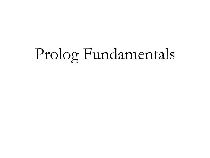 prolog fundamentals