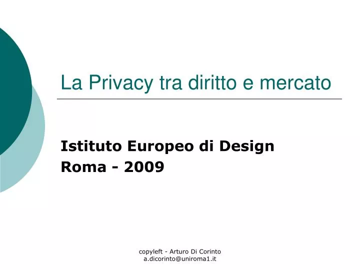 la privacy tra diritto e mercato